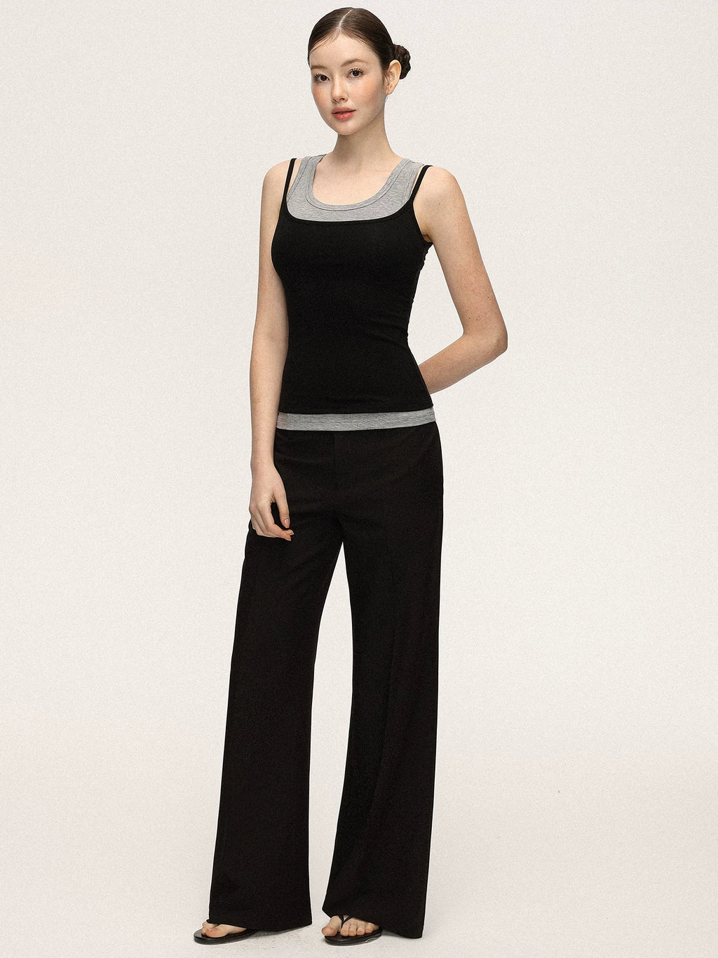 Anna Aneae High Waist Wide Leg Skinny Suit Pants