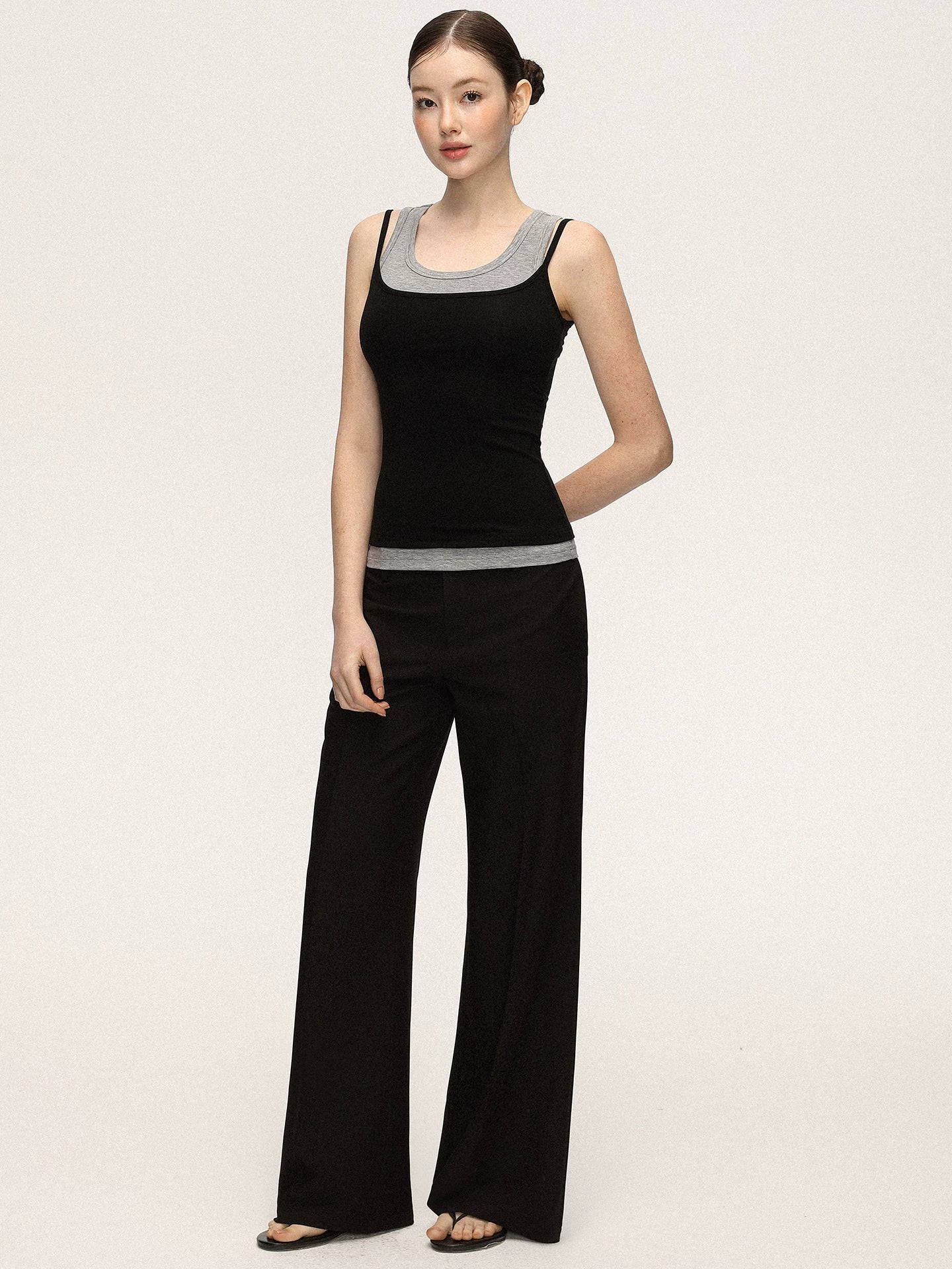 Anna Aneae High Waist Wide Leg Skinny Suit Pants