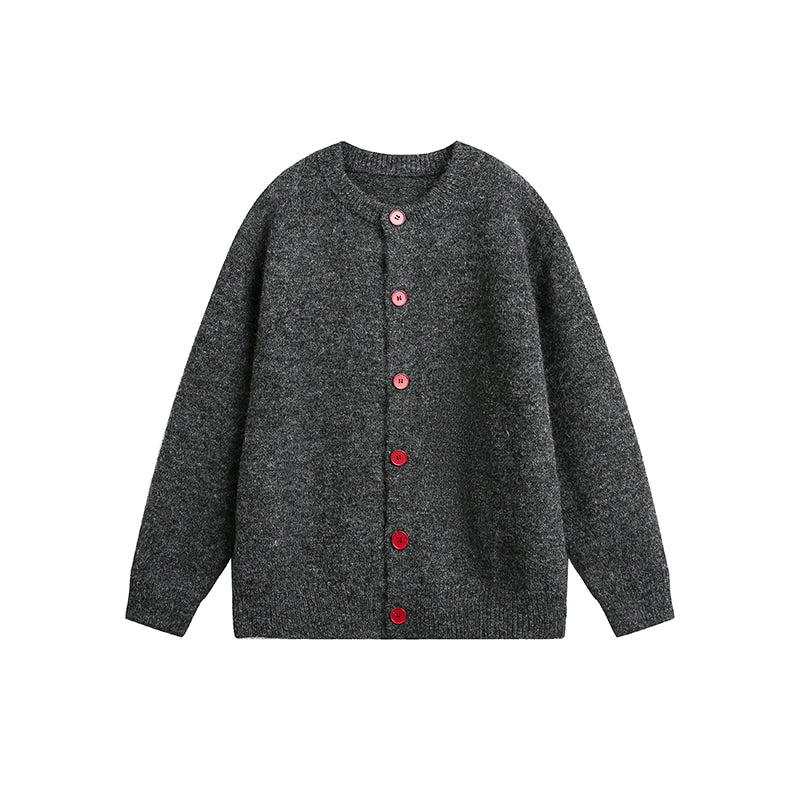 NOEARS Vintage Loose Crew Neck Knitted Cardigan