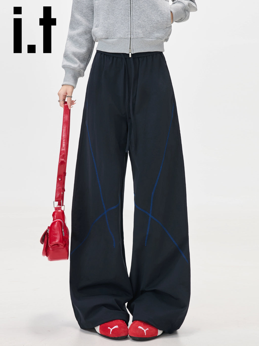 IT: CHOCOOLATE Striped Loose Wide Leg Pants