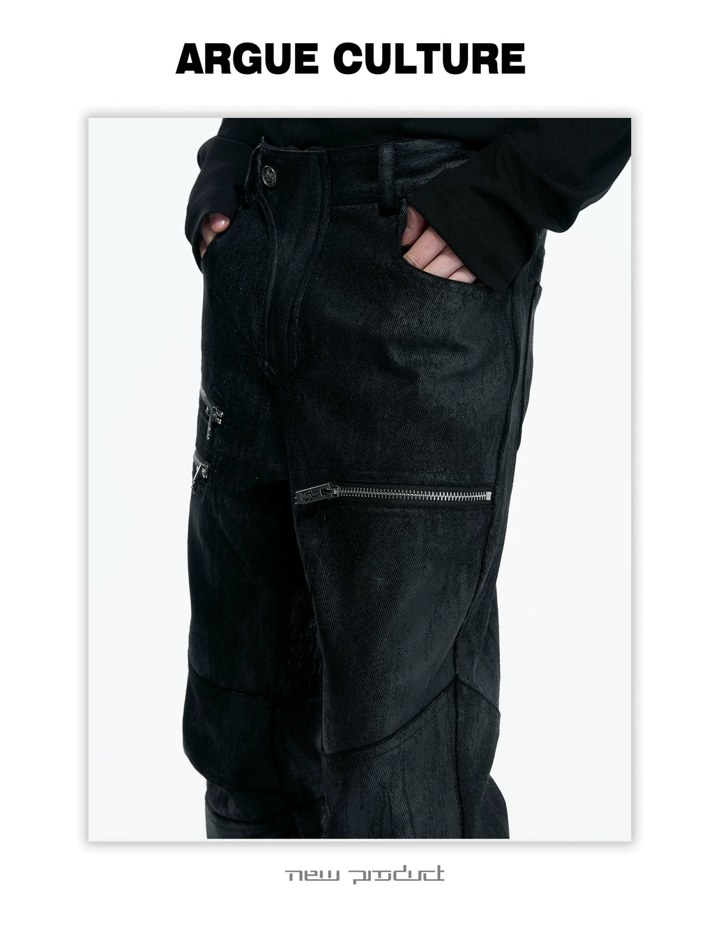 ArguECulturE Splicing Slim-Fold Pleated Straight Jeans