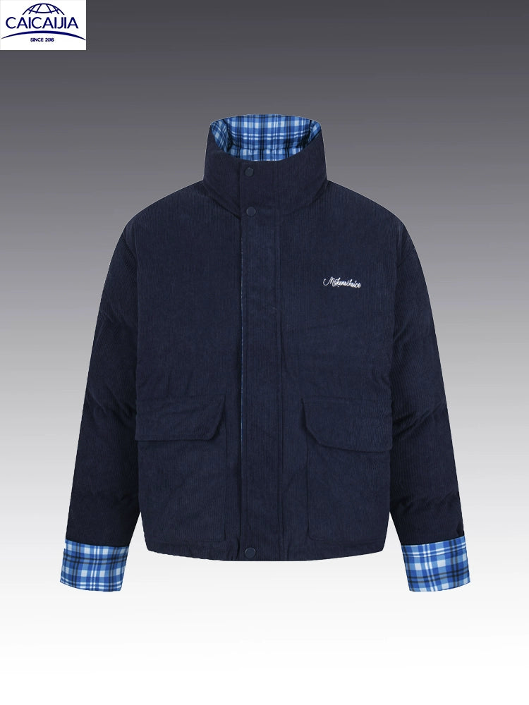 Kenvibe Plaid Paneled Loose Thickened Warm Jacket