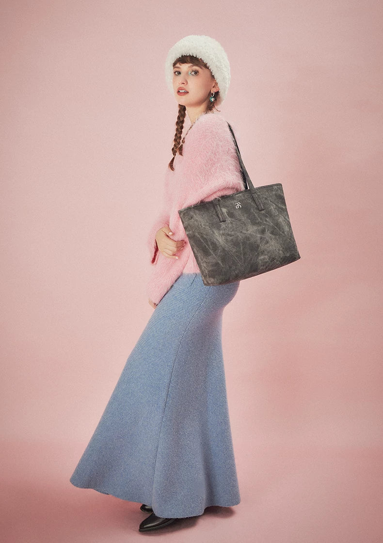 ANGELSKY Large Capacity Denim Tote Bag