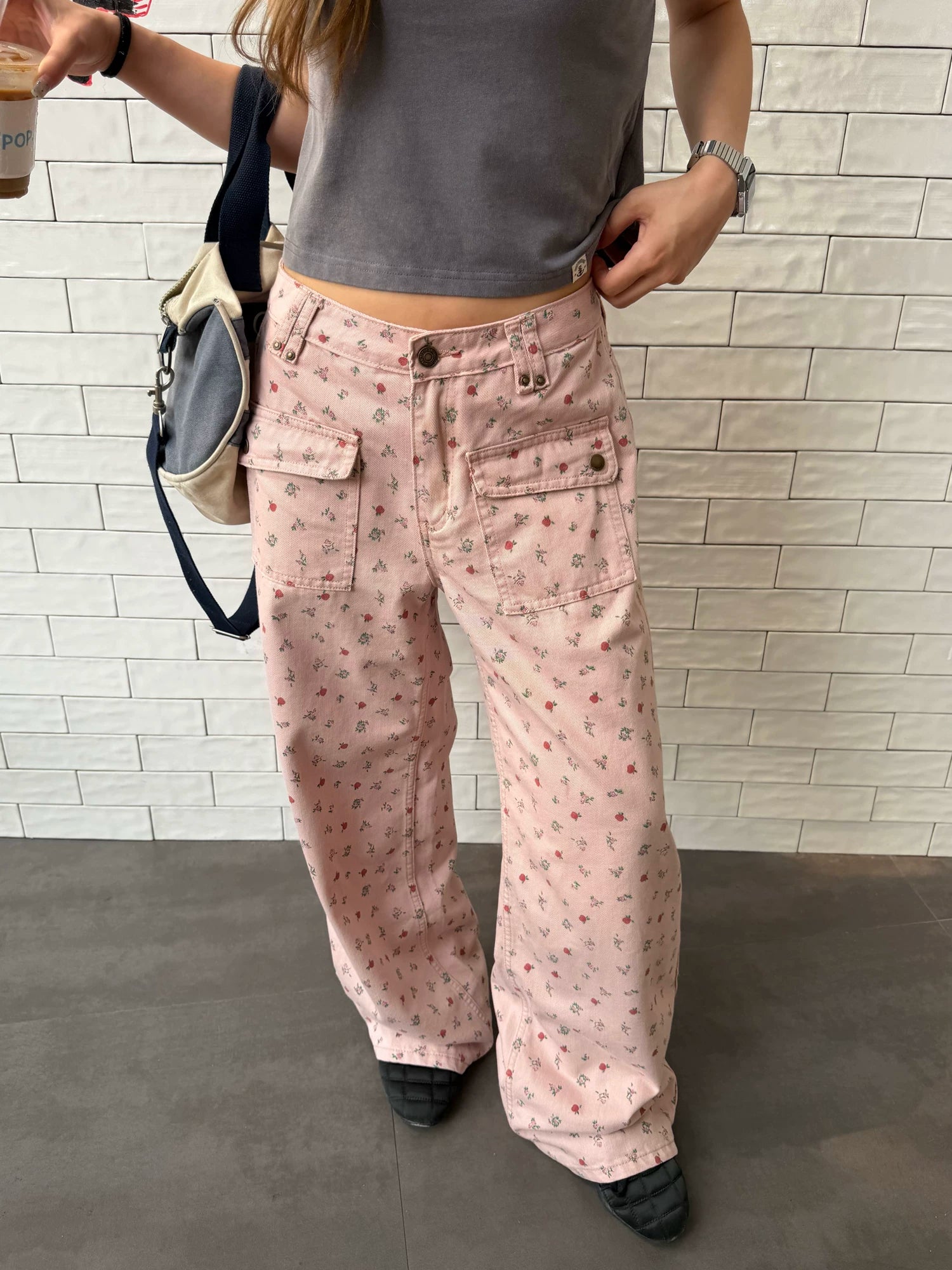 CCYE Floral Straight Versatile Drape Casual Pants