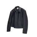 SOUTHFISH Minimalist Double-open Zipper Short Leather Jacket
