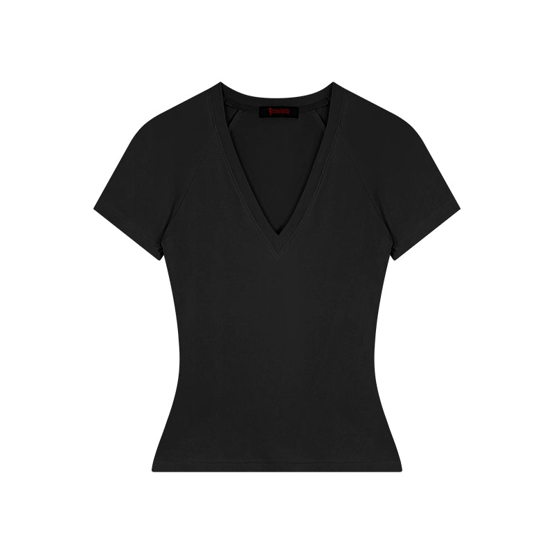 Zero Shoulder Slim Slim V-neck Tee
