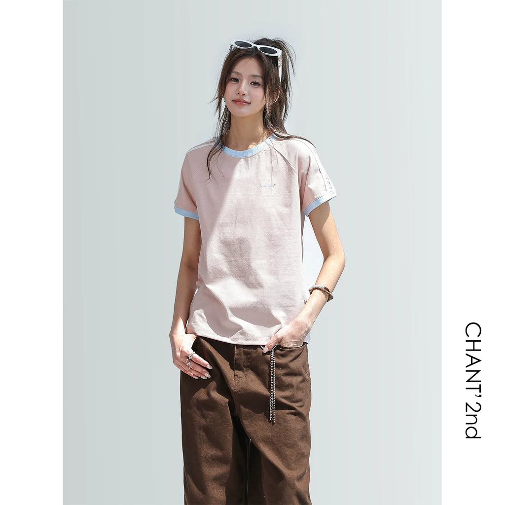 CHANT2nd Striped Splicing Short Tee