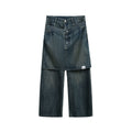 JIKOO Retro Fake Two-piece Skinny Jeans