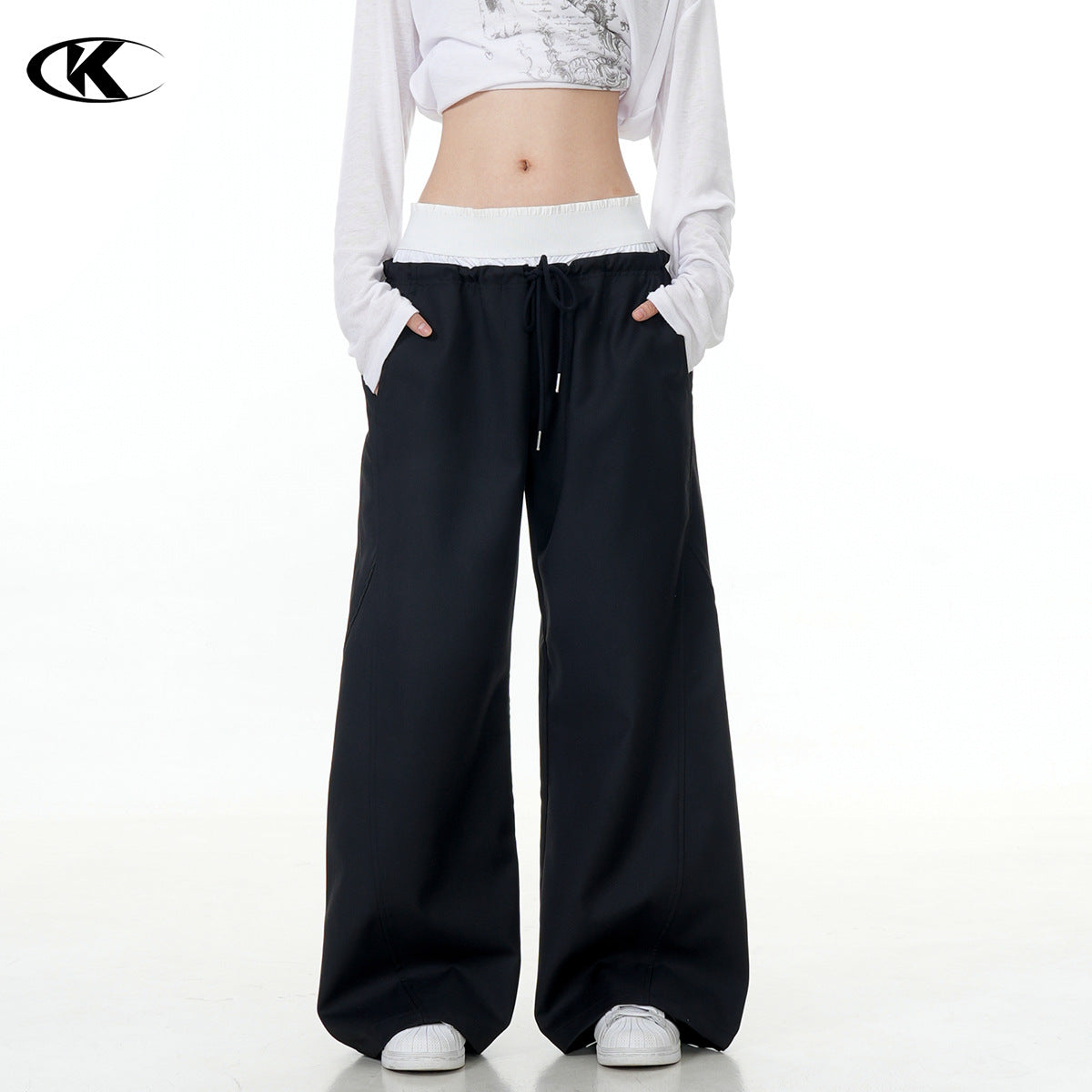 11KN Women Fake couple wide-leg straight pants