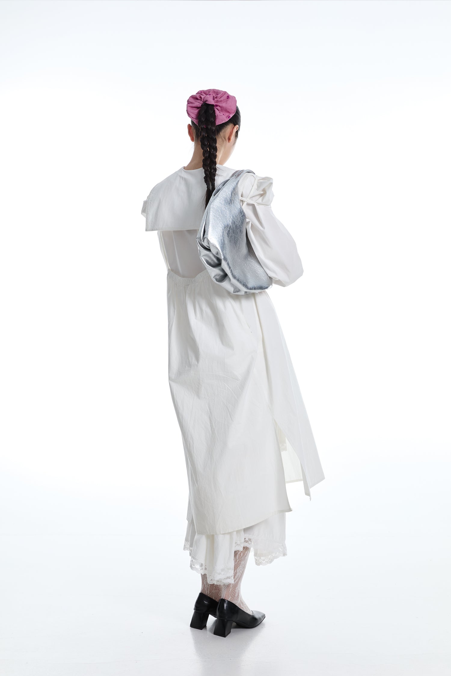 DirtySix Fuka bento bag soft pleated shiny leather shoulder underarm bag.