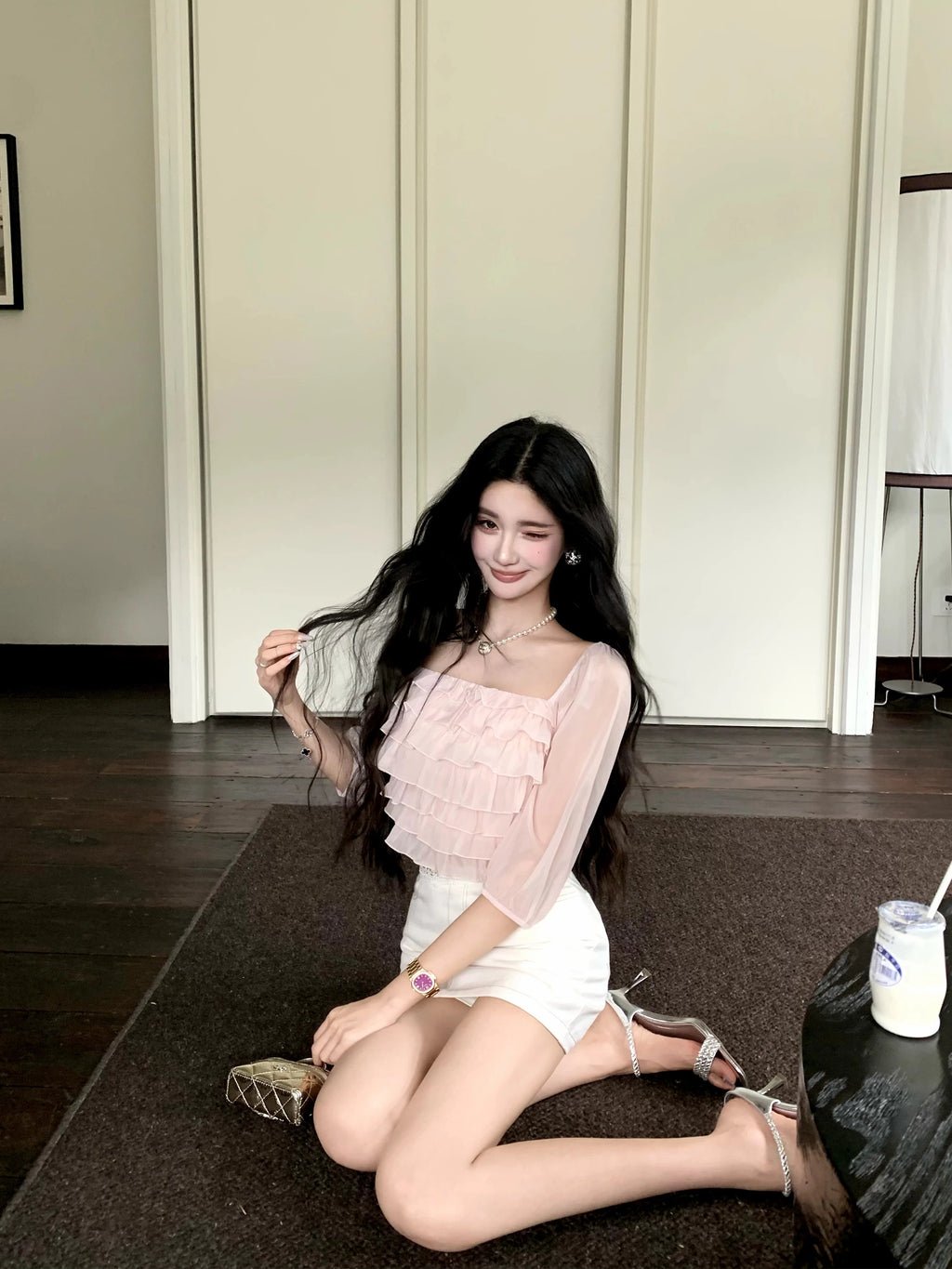 Barb Chill A Pleated Chiffon Top