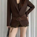 Intertek Versatile Bead Hollow Ring PU Leather Waist Belt