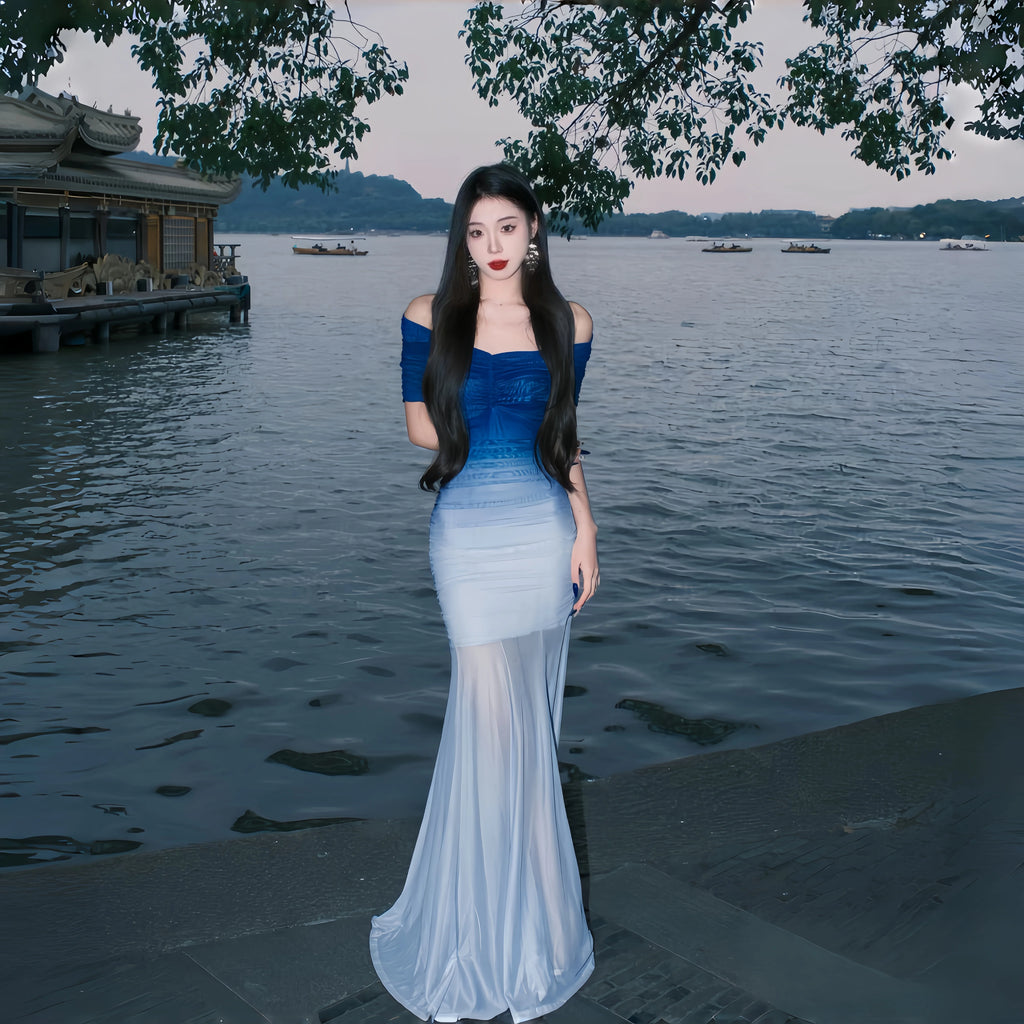 Instunning Gradual Change Tube Top Dress