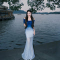 Instunning Gradual Change Mesh Word Shoulder Fishtail Skirt