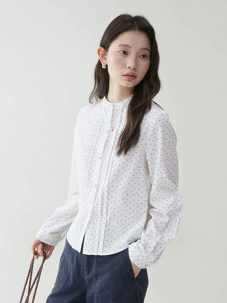 VOOE Floral Round Neck Long-sleeved Shirt