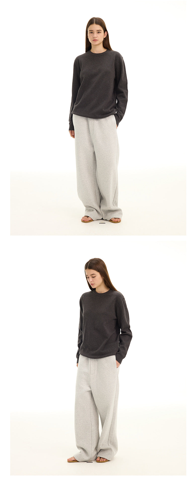 UNF Fleece Thickened Silhouette Straight-leg Pants