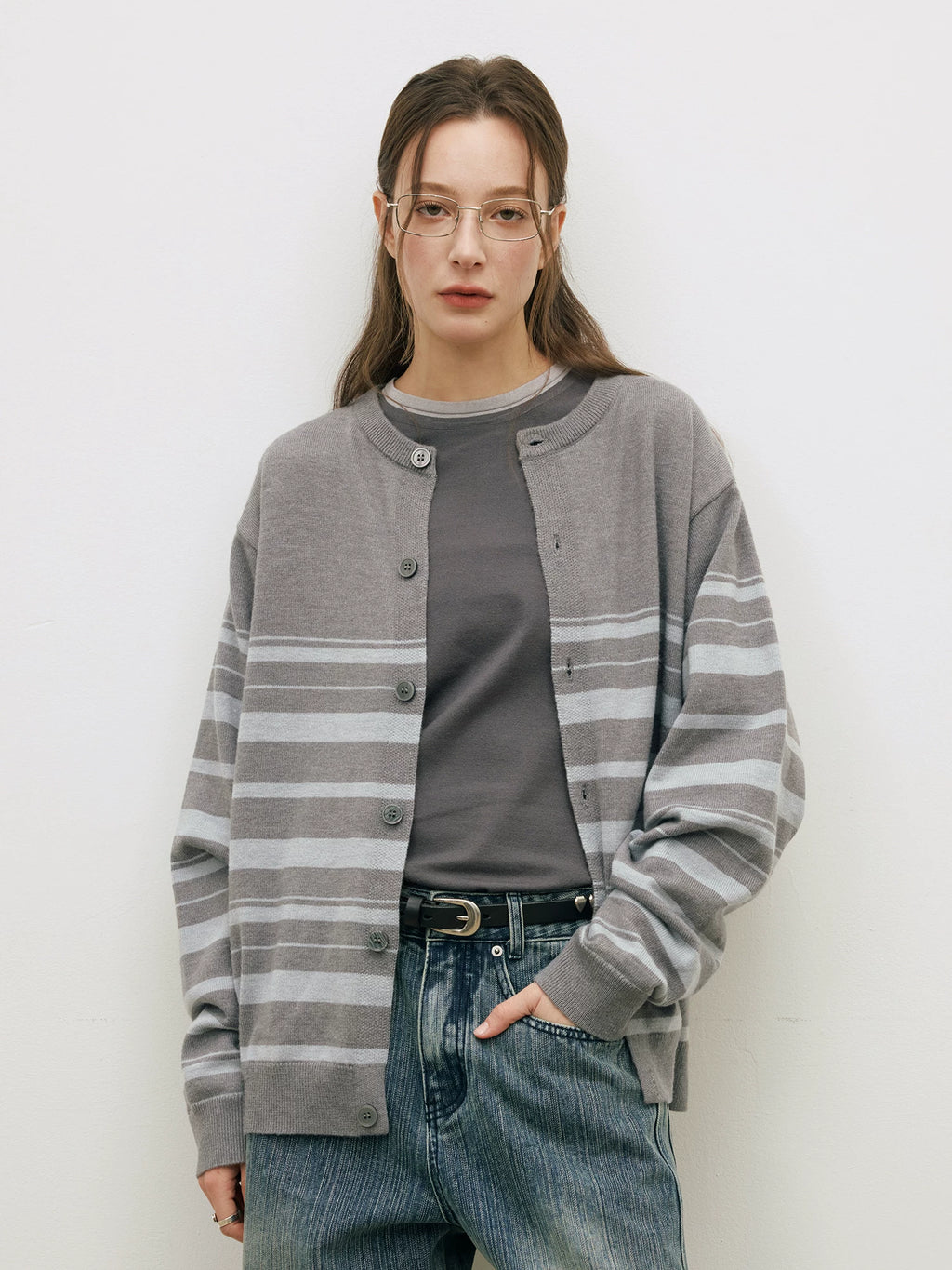 LR MADE Irregular Contrasting Striped Casual Sweater