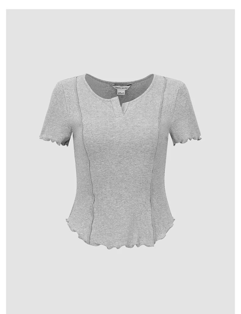 URBAN REVIVO Simple Fungus Edge Slim Tee