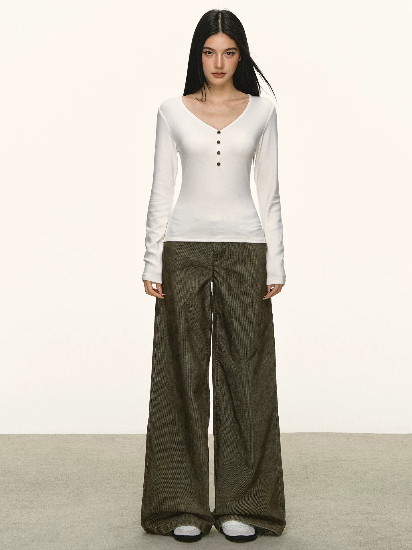 Anna Aneae Loose Wide Leg Straight Floor Pants Trousers