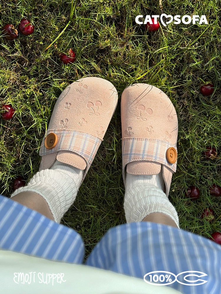 Cat & Sofa Cherry One Pedal Bag Head Half Slippers