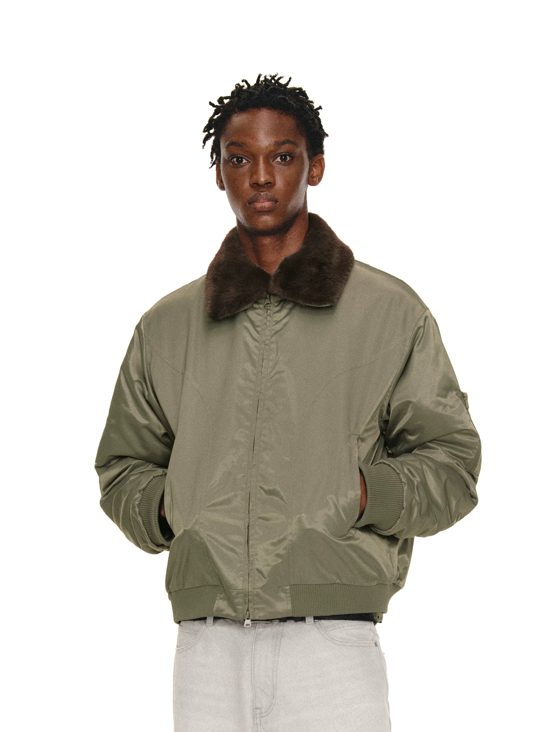 "Contrasting fur collar" bomber jacket NONRADICAL