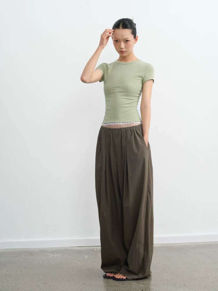 LINY LIBERTY Simple Front Shoulder Slim Tee