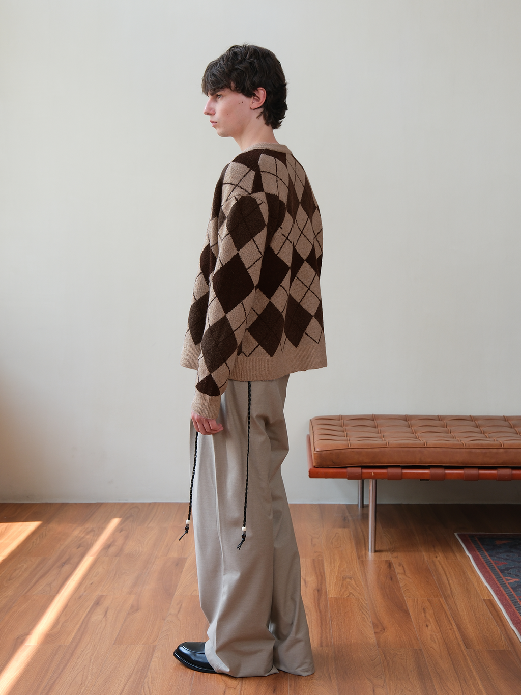 Set for Life Retro Rhombus Checked Wool Casual Sweater