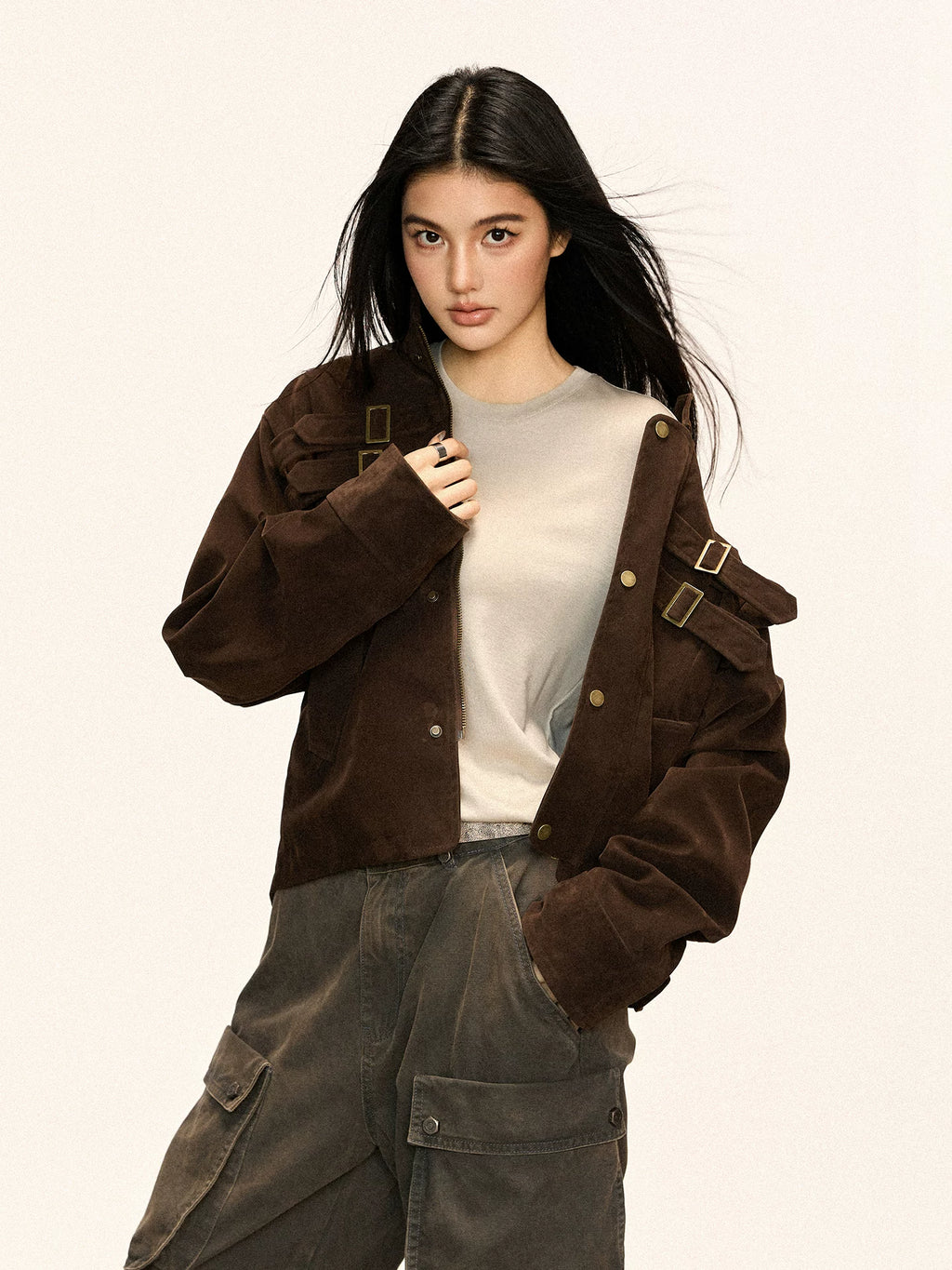 Cherry Melody Vintage Loose Stand-up Jacket