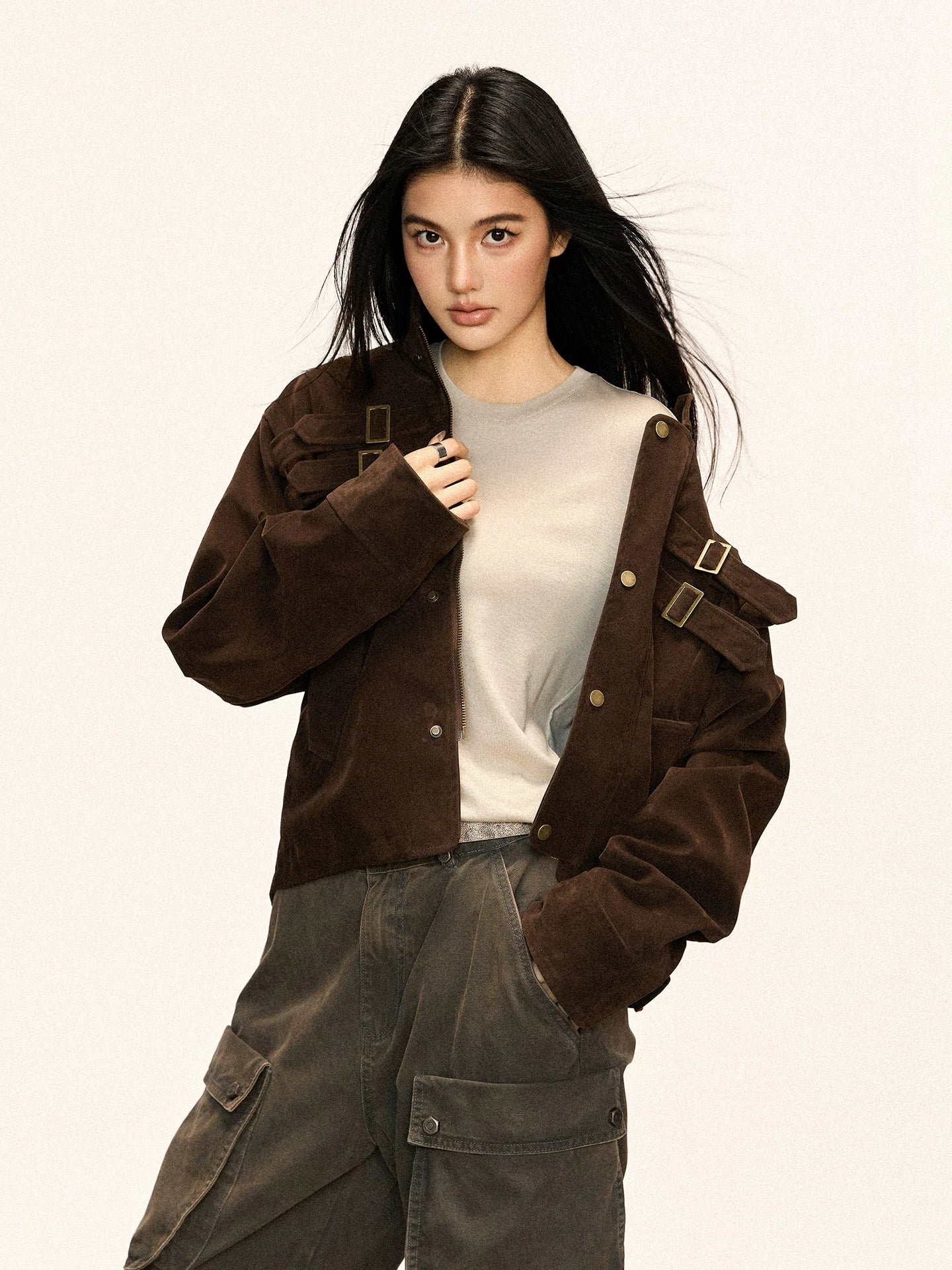 Cherry Melody Vintage Loose Stand-up Jacket