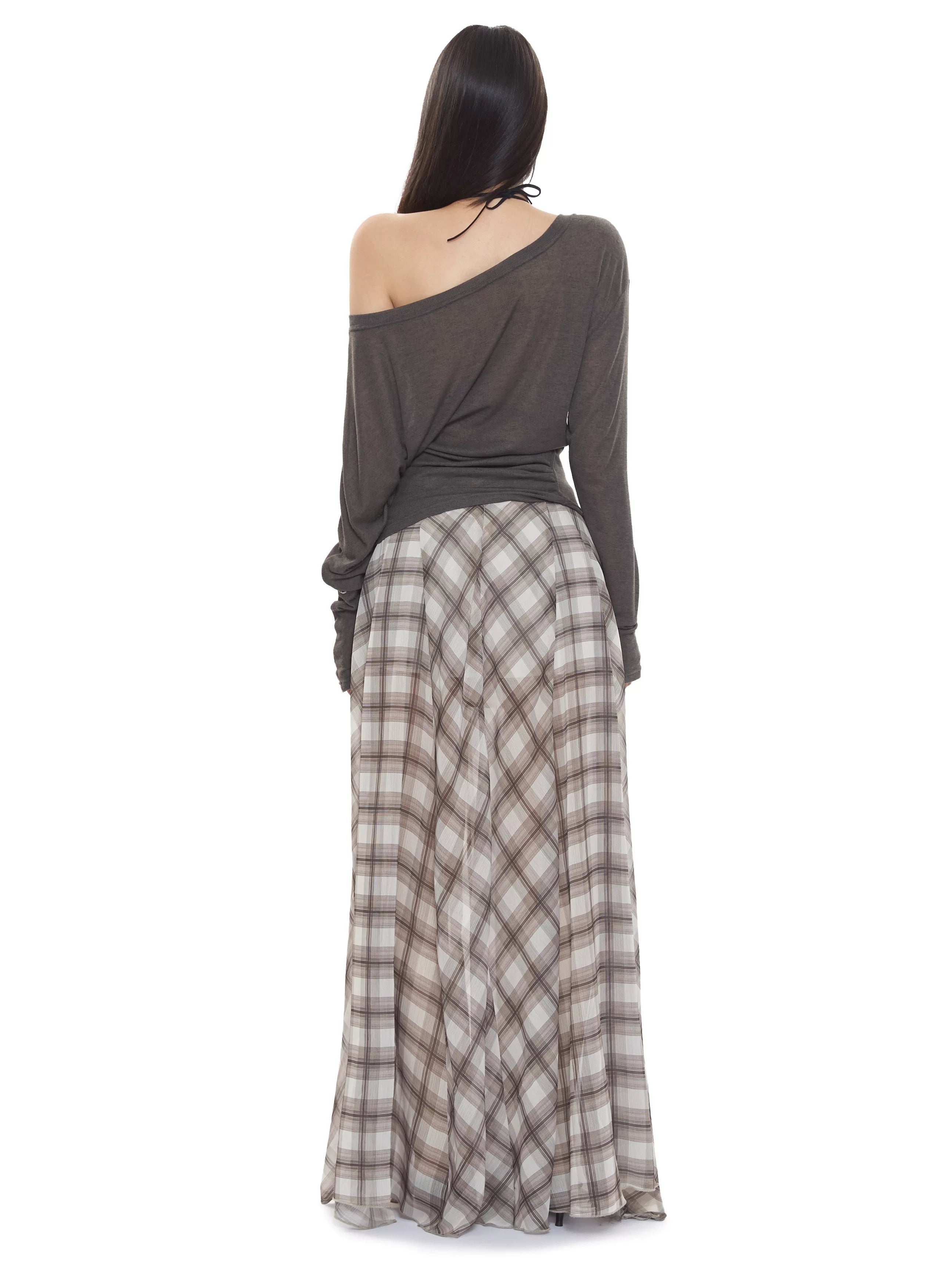 WITHMIN Loose and Thin Plaid Dress
