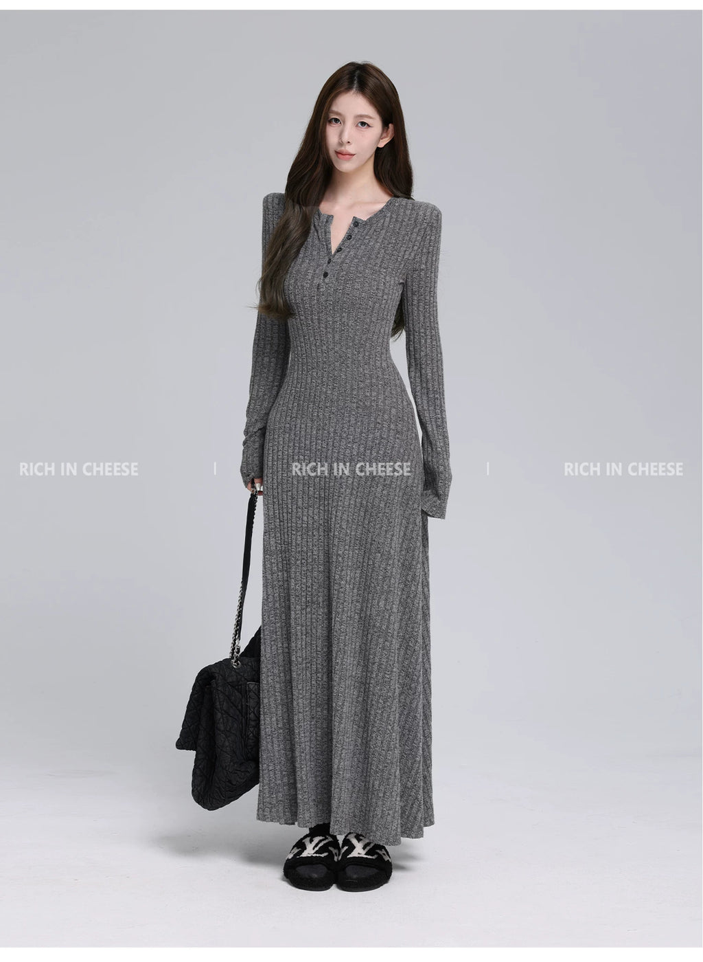 RICH IN CHEESE  Knitted Waist Dress