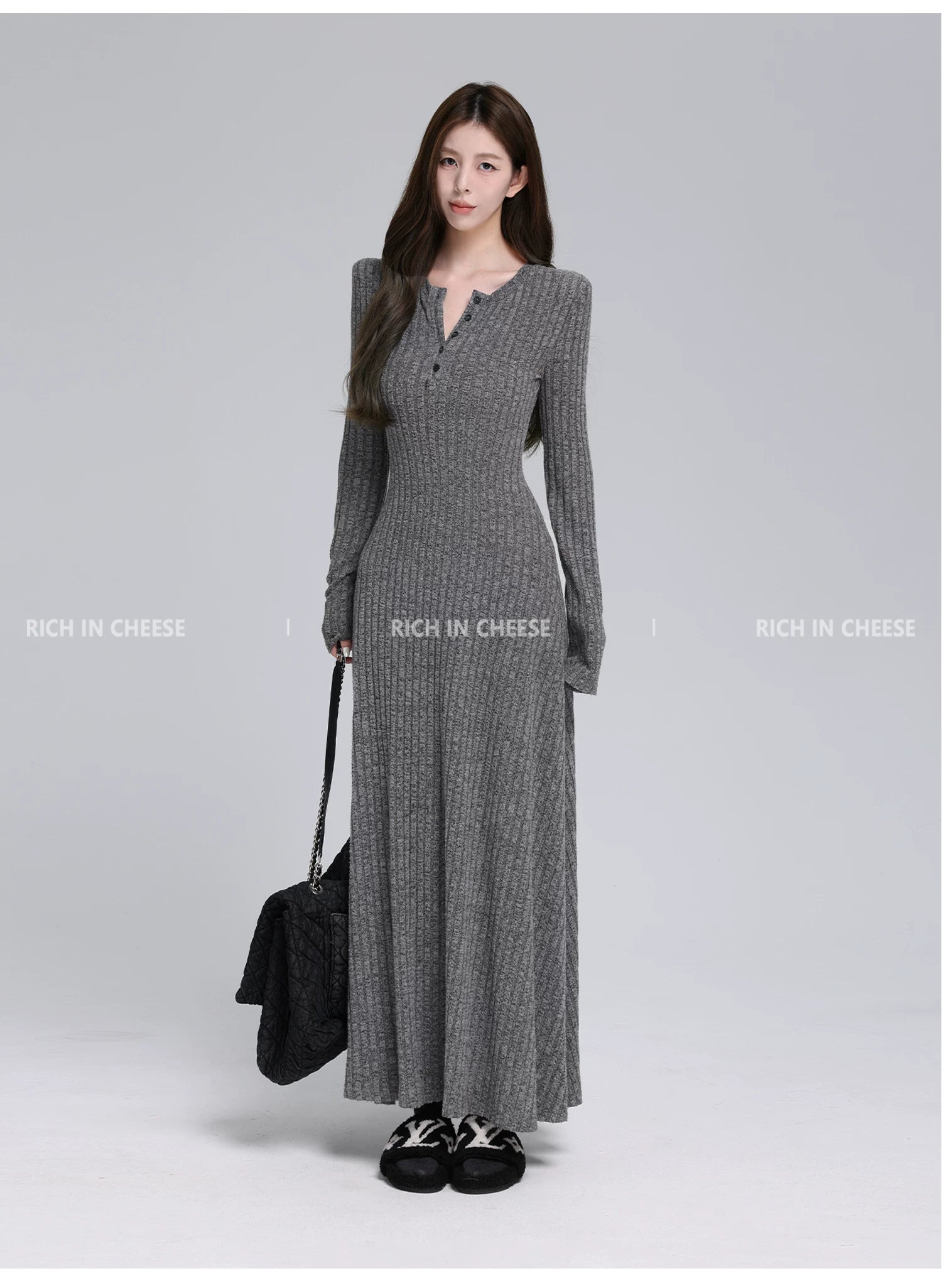 RICH IN CHEESE  Knitted Waist Dress