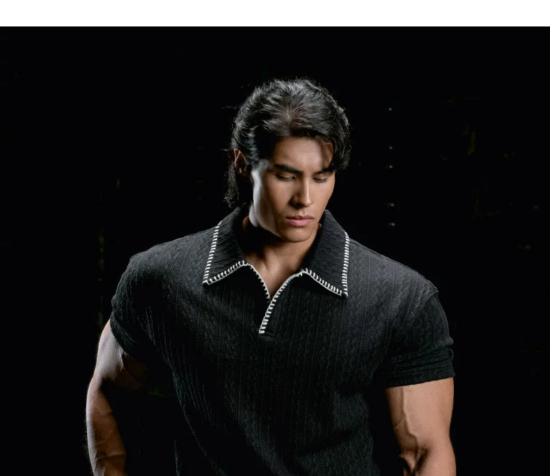 MuscleDog Sports Casual Lapel Polo Tee