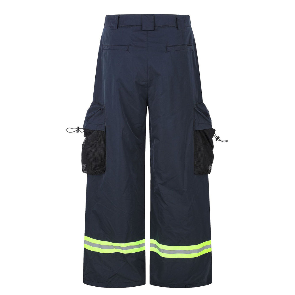 11KN Loose Laminated Large Pocket Reflective Straight Pants