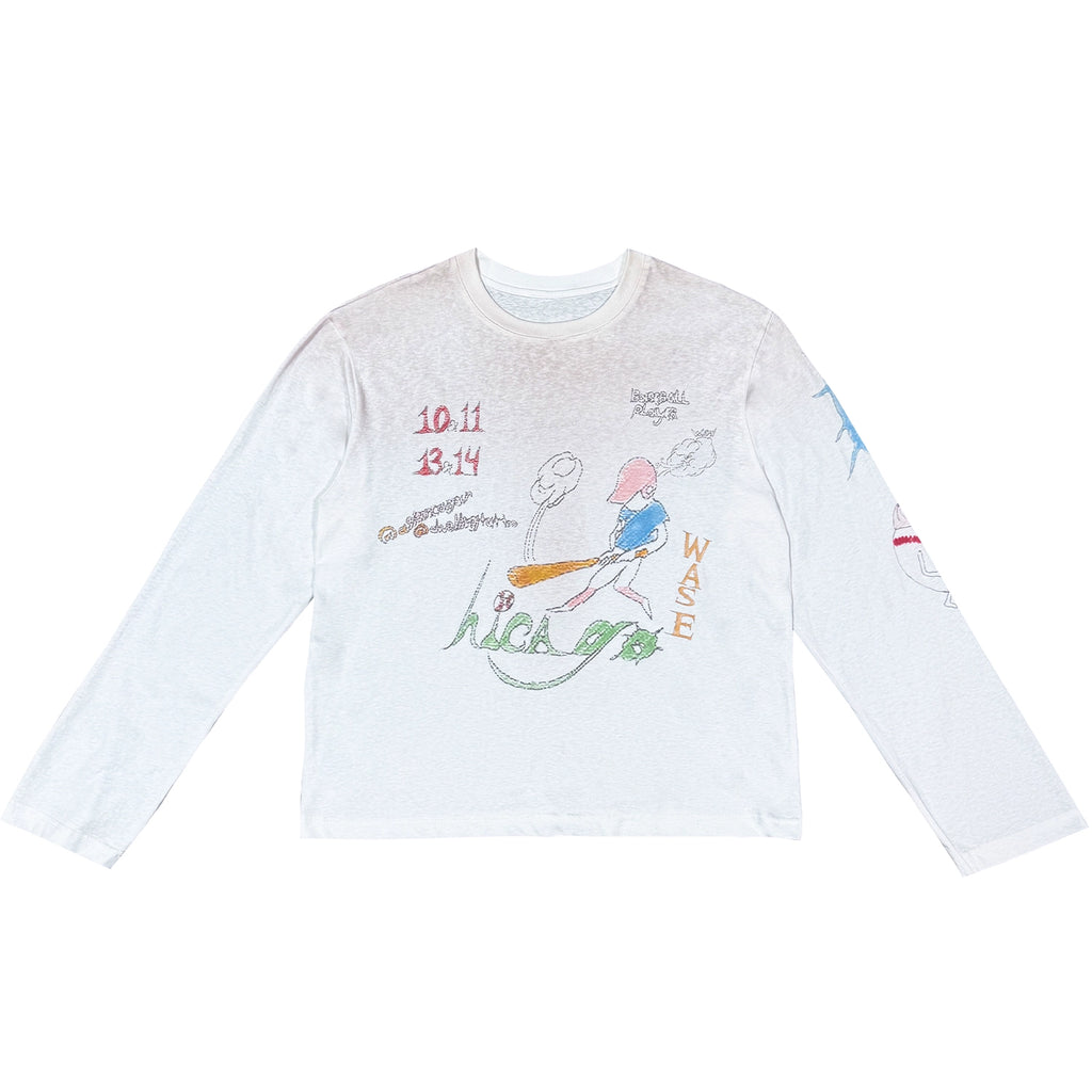 WASE Childlike Painting Micro-transparent Mud Dyeing Spray Dyeing Retro Long Sleeves