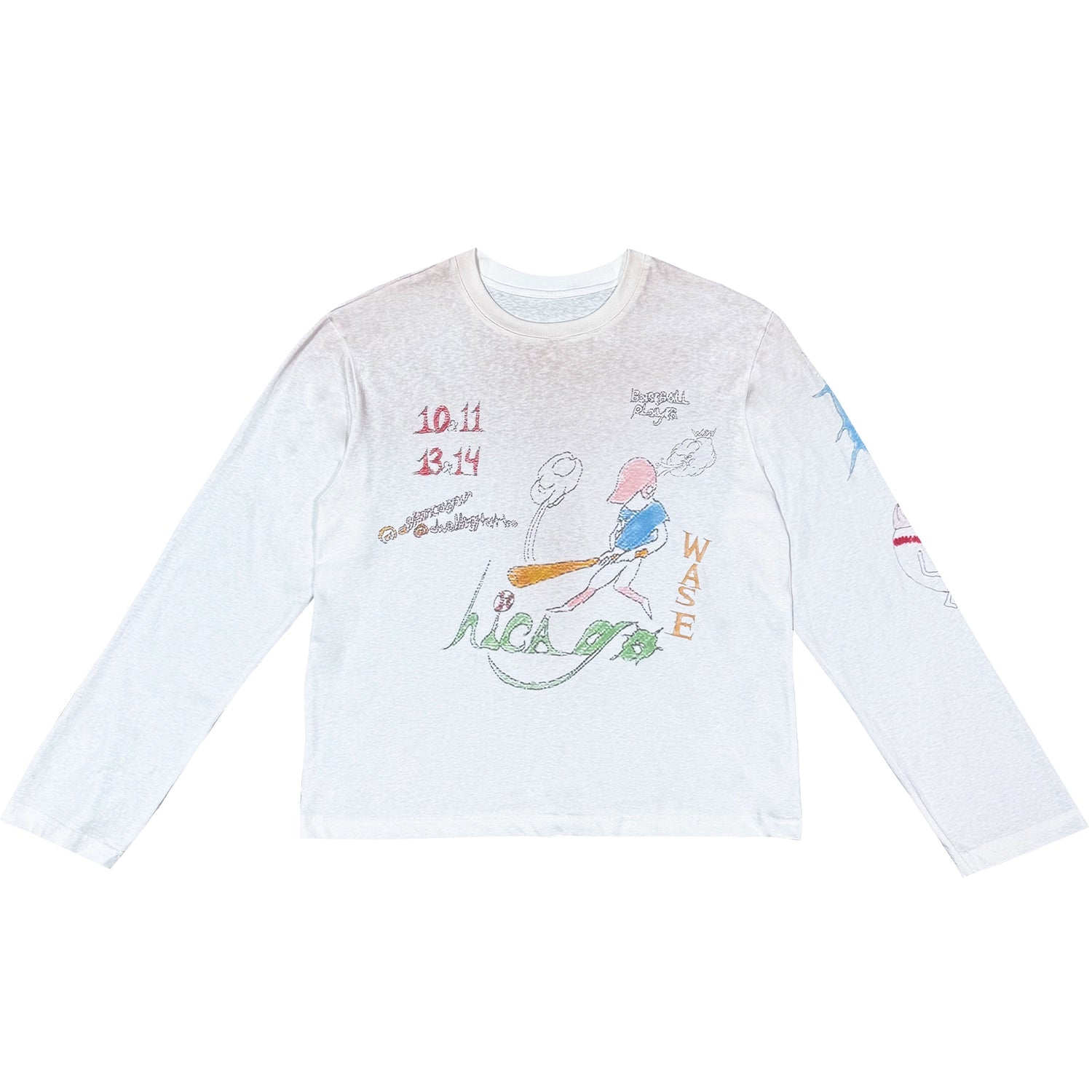 WASE Childlike Painting Micro-transparent Mud Dyeing Spray Dyeing Retro Long Sleeves