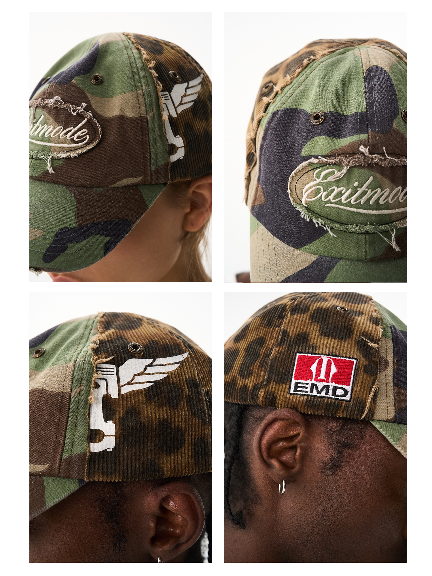BLINDNOPLAN Camouflage Leopard Print Burr Stitching Cap