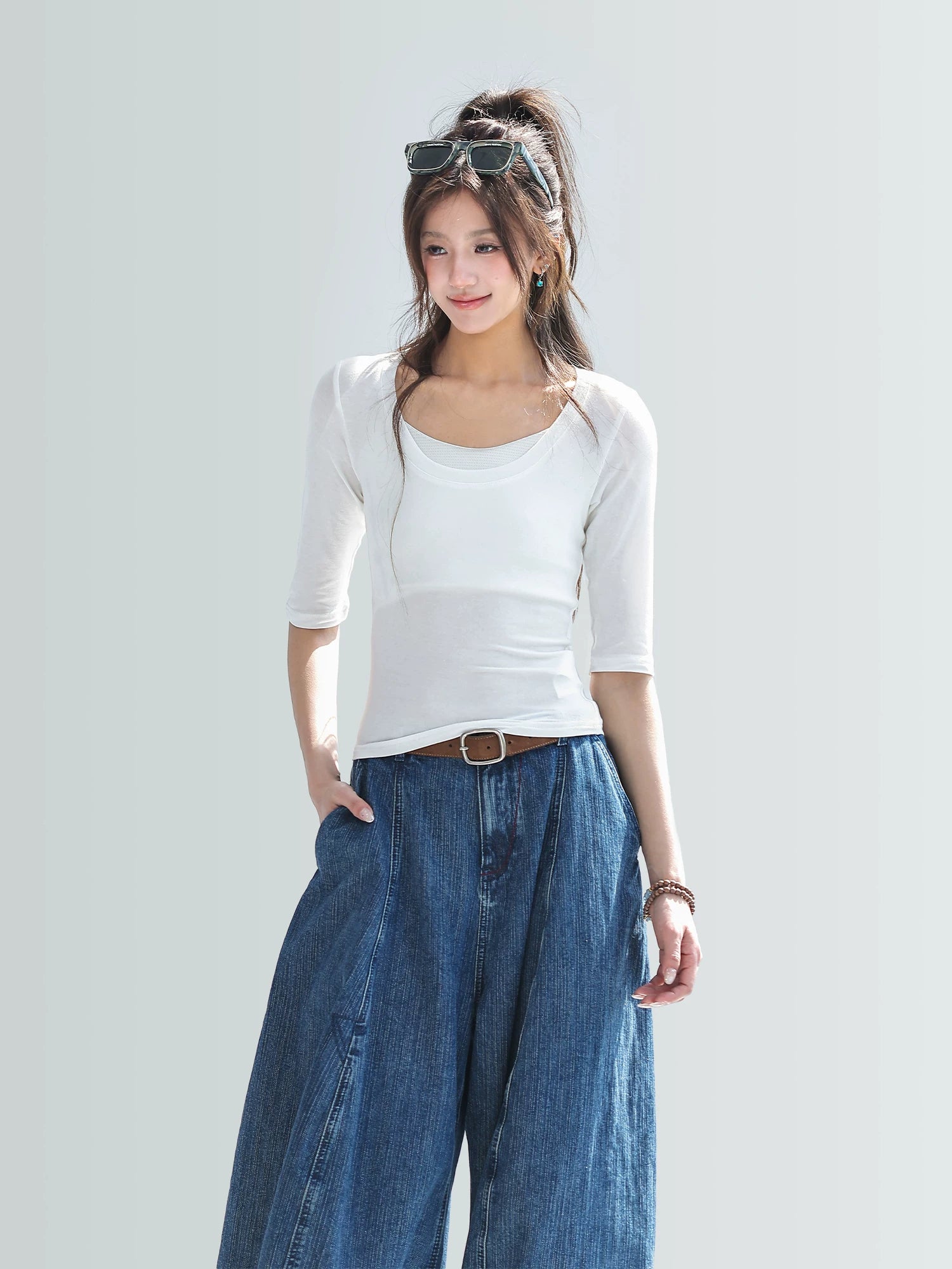CHANT2nd Tencel Wool Casual Middle Sleeve Tee
