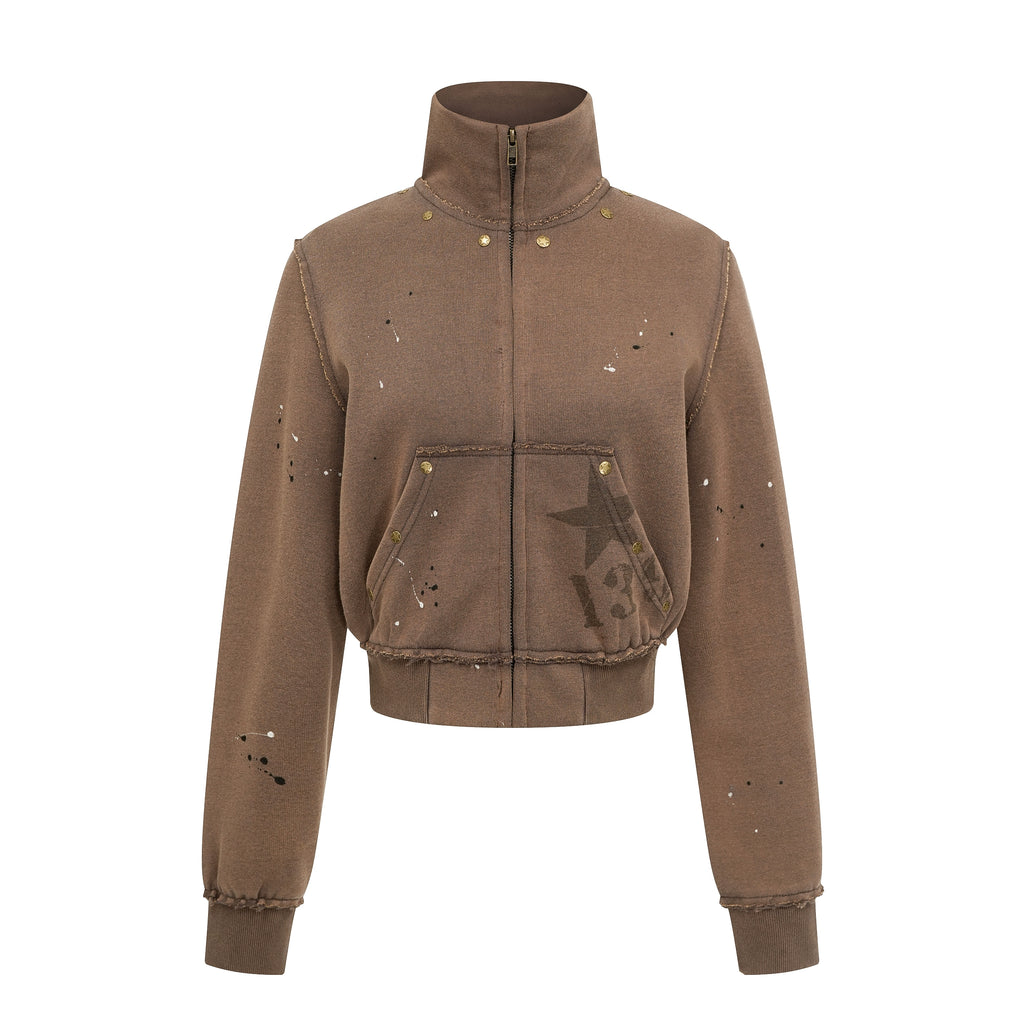 EAHO Retro Rivet Splash Cardigan Sweater