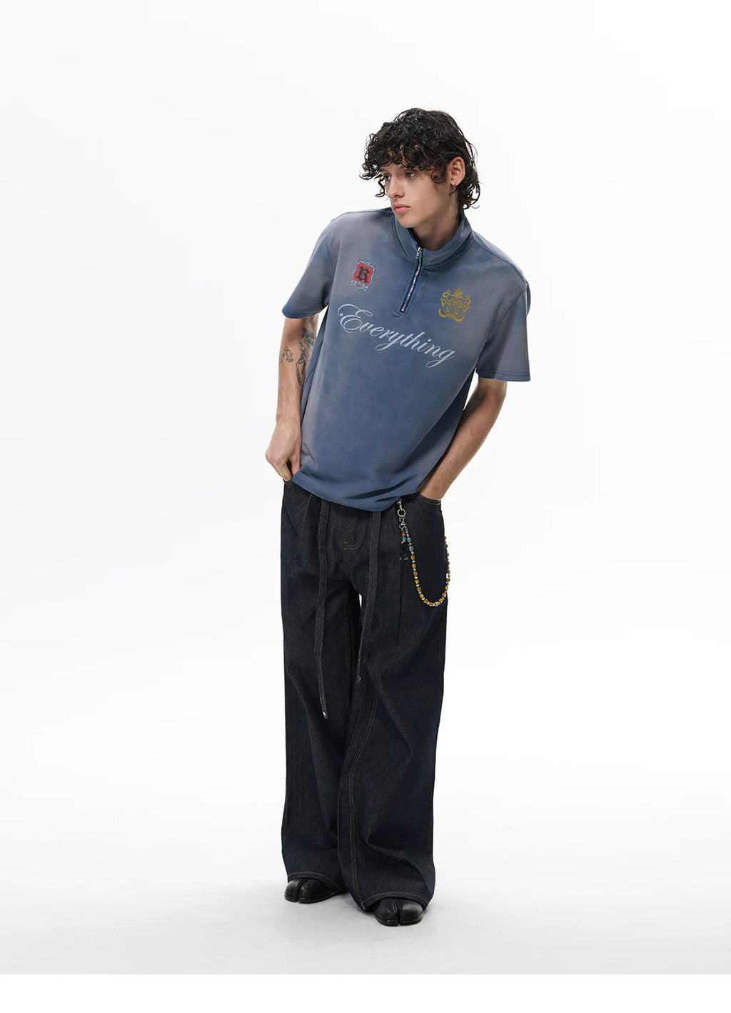 WLNEXT Half Zipper Front Shoulder Casual Tee