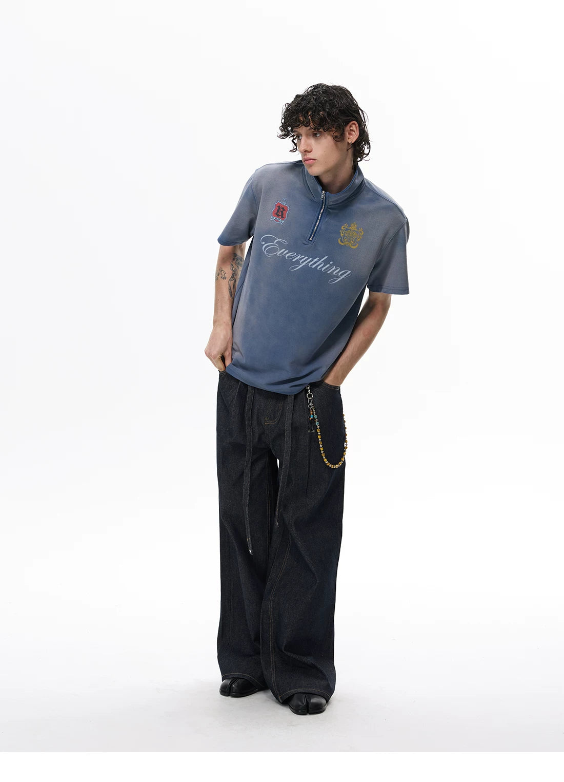 WLNEXT Half Zipper Front Shoulder Casual Tee