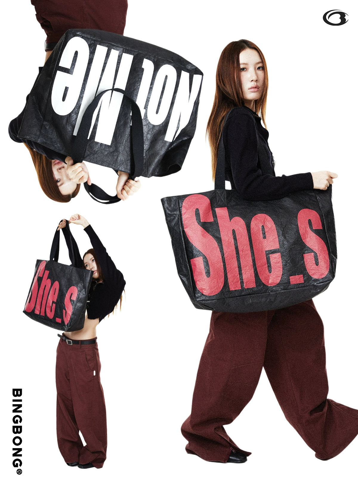 BINGBONG Pleated Oversized Large-capacity Commuter Tote Bag