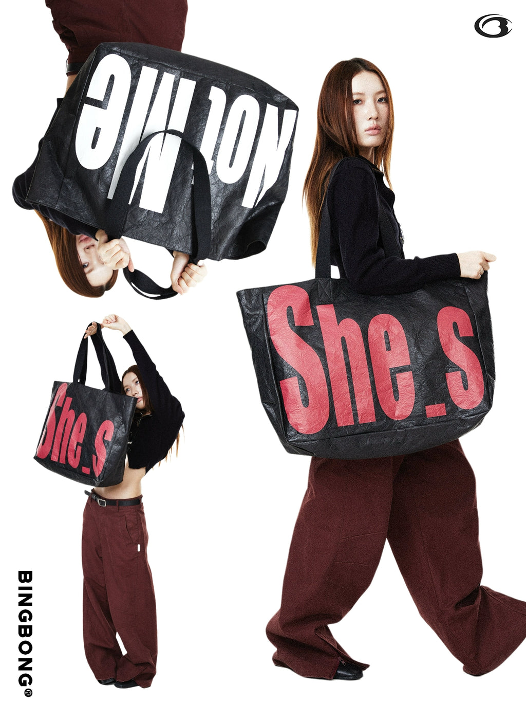 BINGBONG Pleated Oversized Large-capacity Commuter Tote Bag