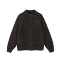 MATCHA STORY Stand-up Collar Loose Casual Knitted Sweater Jacket