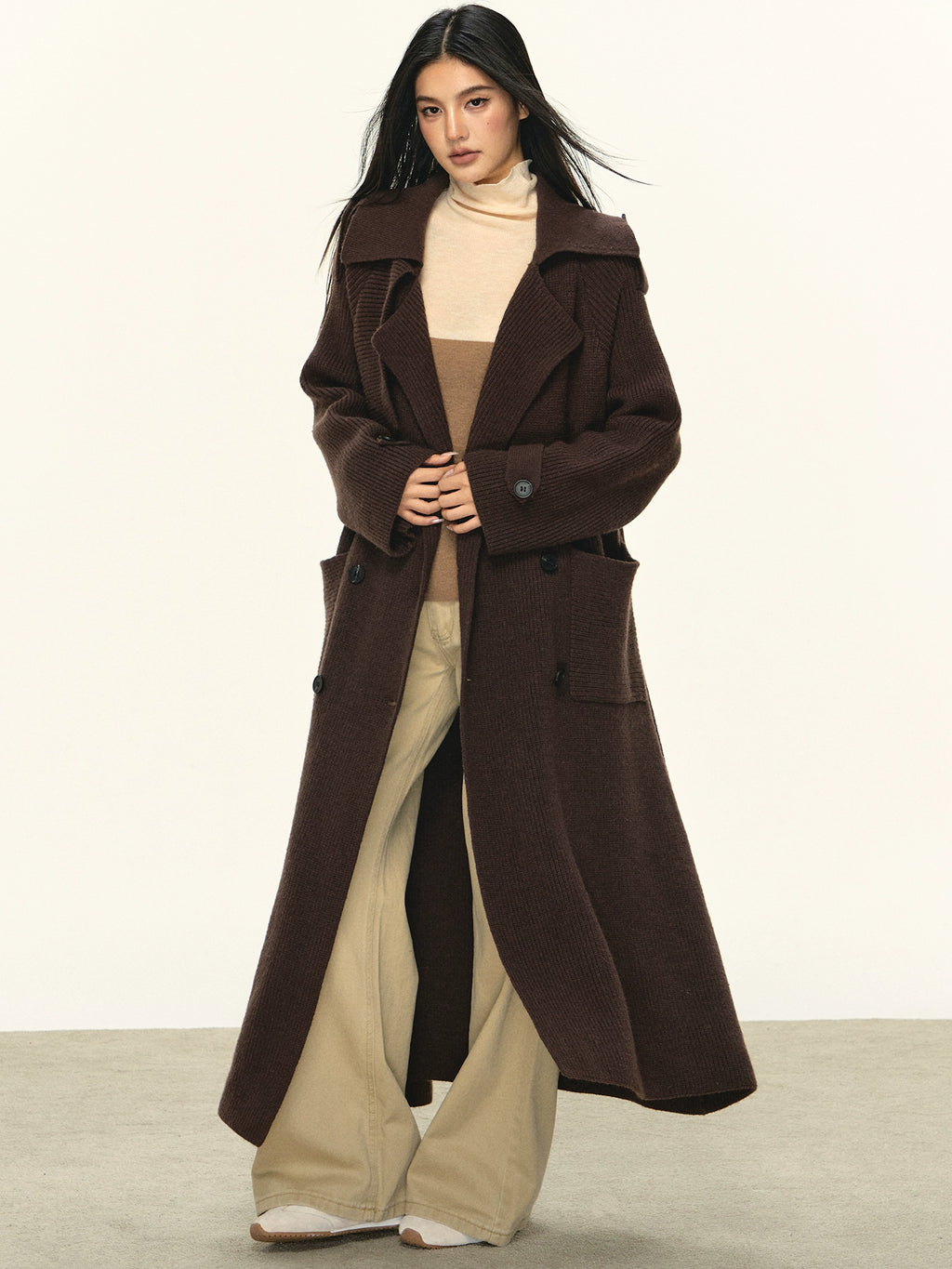 Anna Aneae Double-breasted Medium-length Temperament Coat