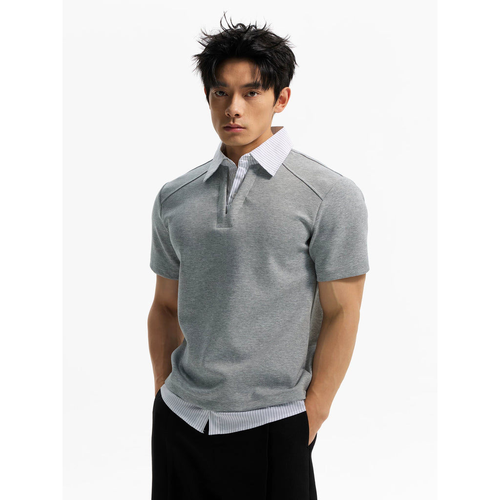 DAY NY Fake Two Polo Collar Versatile Tee