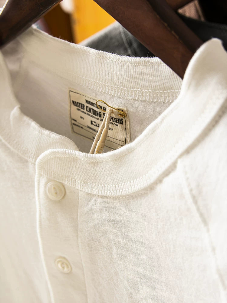 BlankMap Vintage Henry Collar Loose Shoulder Long Sleeves