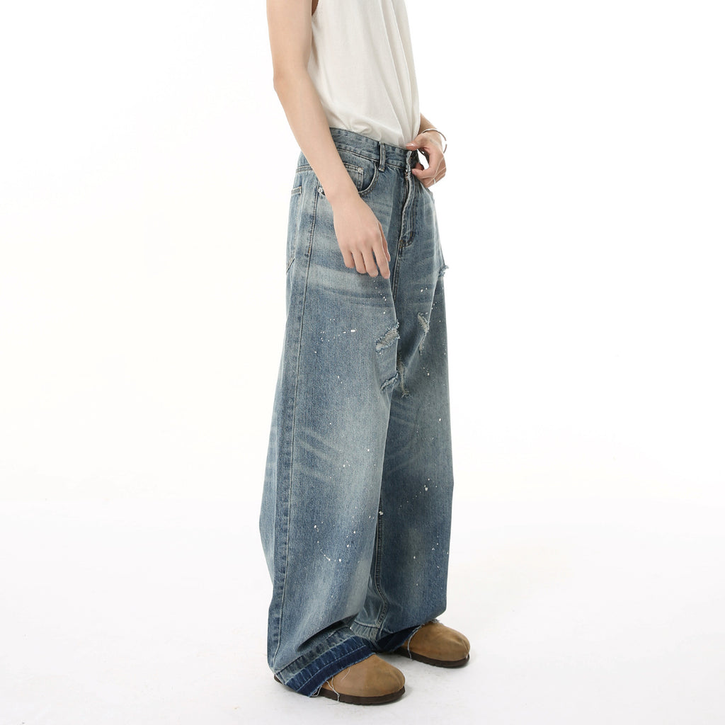 MTLCLOTHES Frayed Rough Trousers Scimitar Jeans