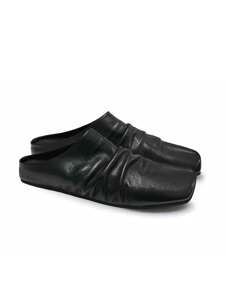 JCAESAR Pleated Leather Versatile Slippers