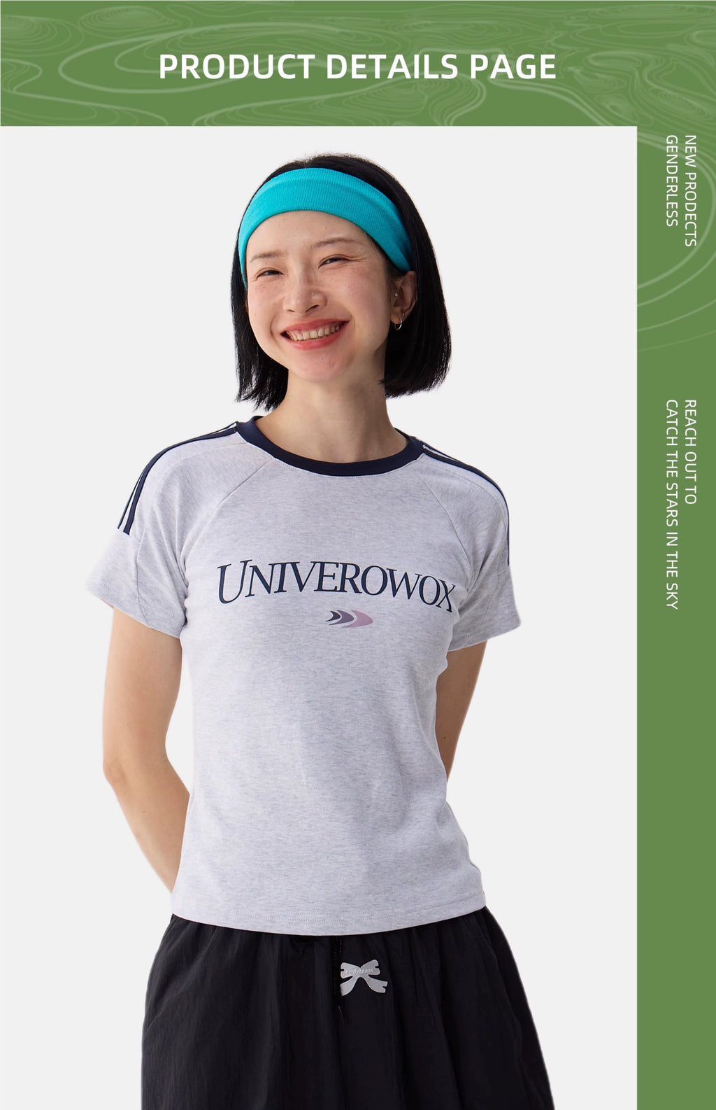 OWOX Slim and Skinny Striped Front Shoulder Short Tee